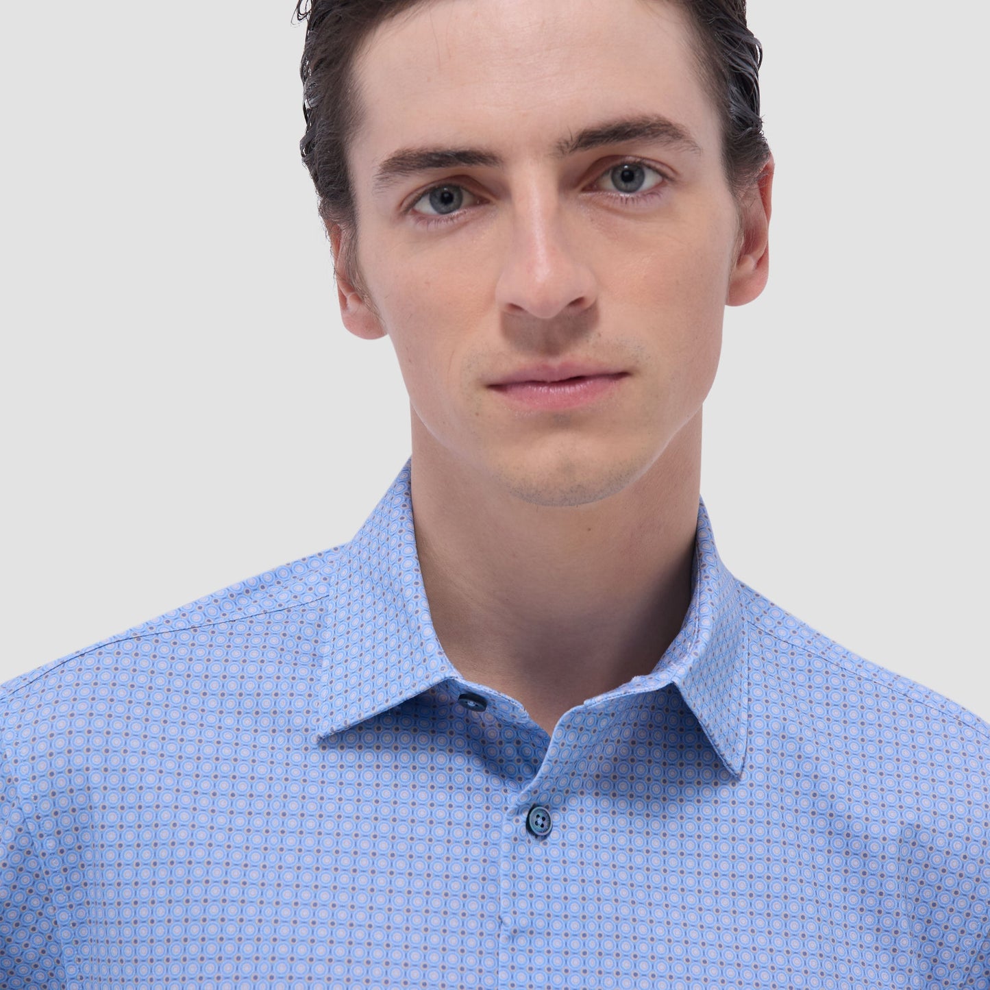 Bugatchi James Geometric OoohCotton® Shirt Air Blue