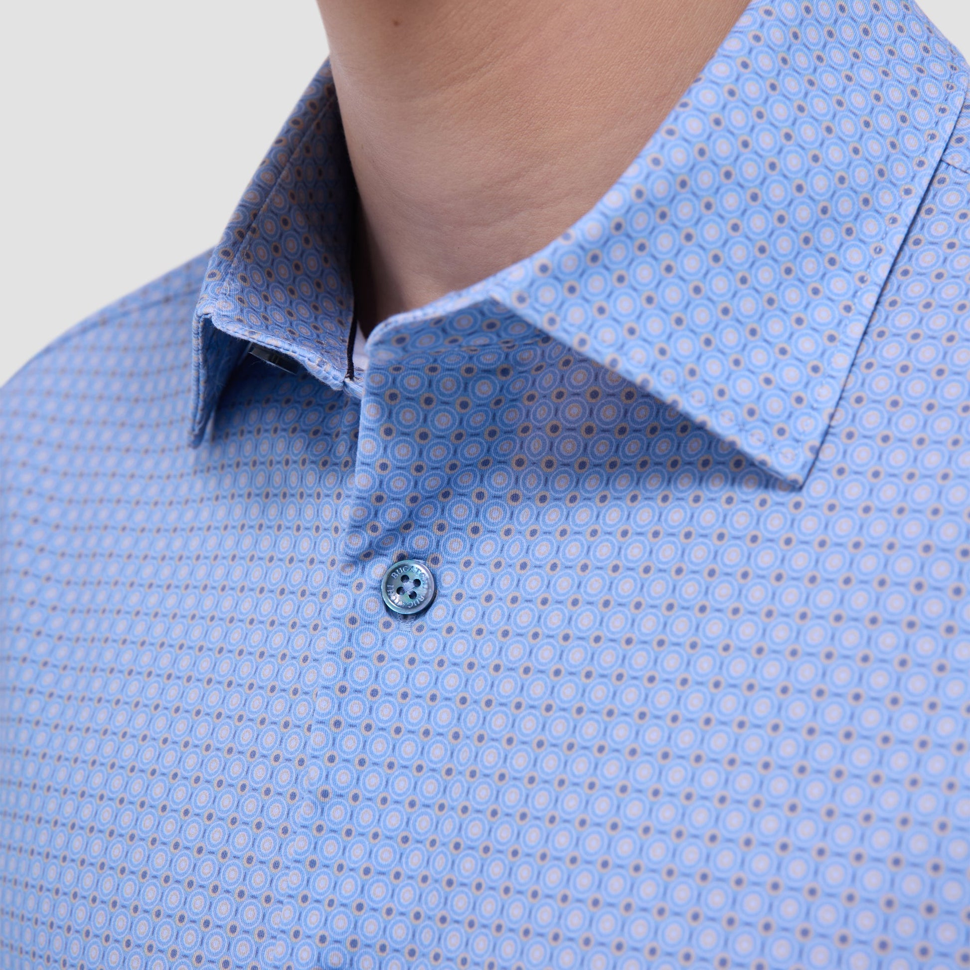 Bugatchi James Geometric OoohCotton® Shirt Air Blue