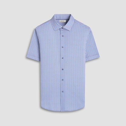 Bugatchi Miles Heart OoohCotton® Short-Sleeve Shirt Cobalt