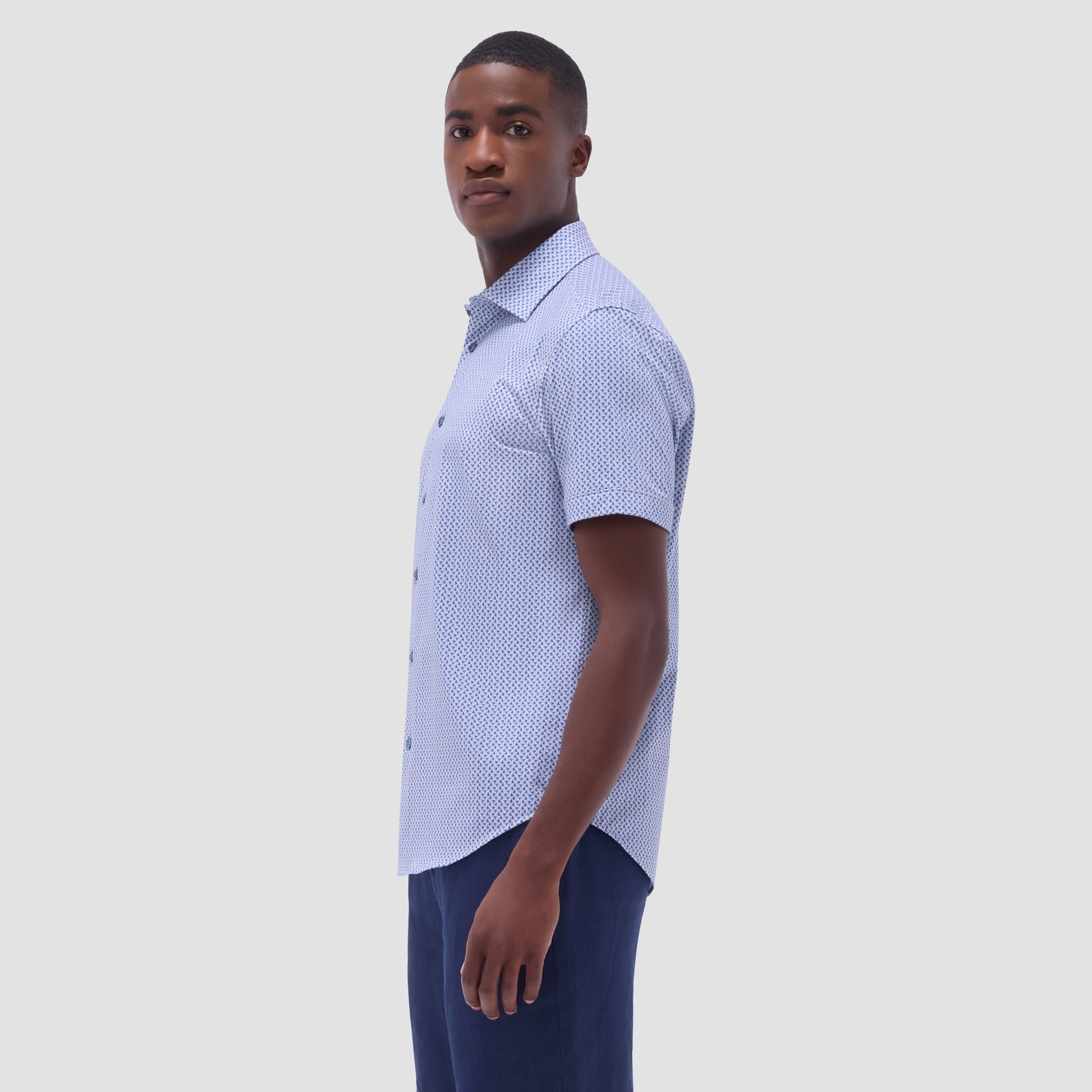 Bugatchi Miles Heart OoohCotton® Short-Sleeve Shirt Cobalt