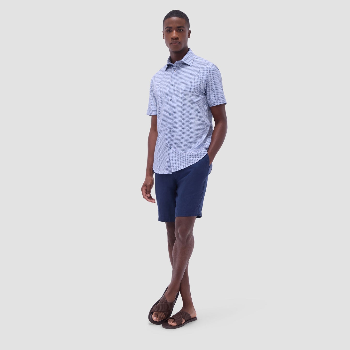 Bugatchi Miles Heart OoohCotton® Short-Sleeve Shirt Cobalt