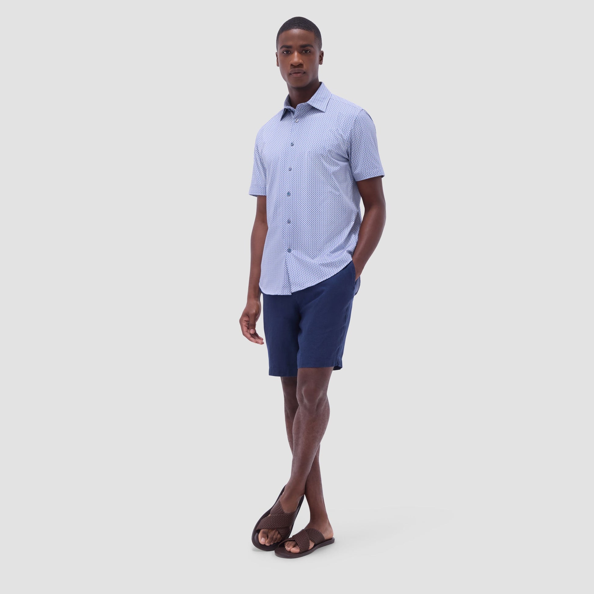 Bugatchi Miles Heart OoohCotton® Short-Sleeve Shirt Cobalt