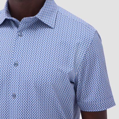 Bugatchi Miles Heart OoohCotton® Short-Sleeve Shirt Cobalt