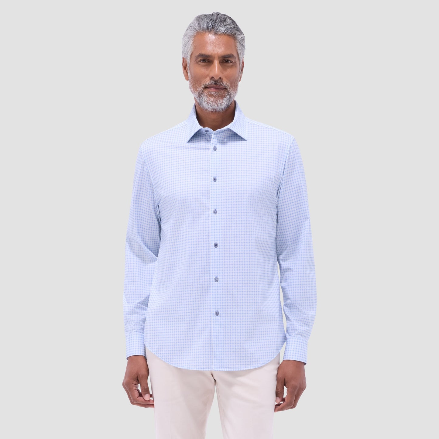 Bugatchi James Geometric OoohCotton® Shirt Air Blue