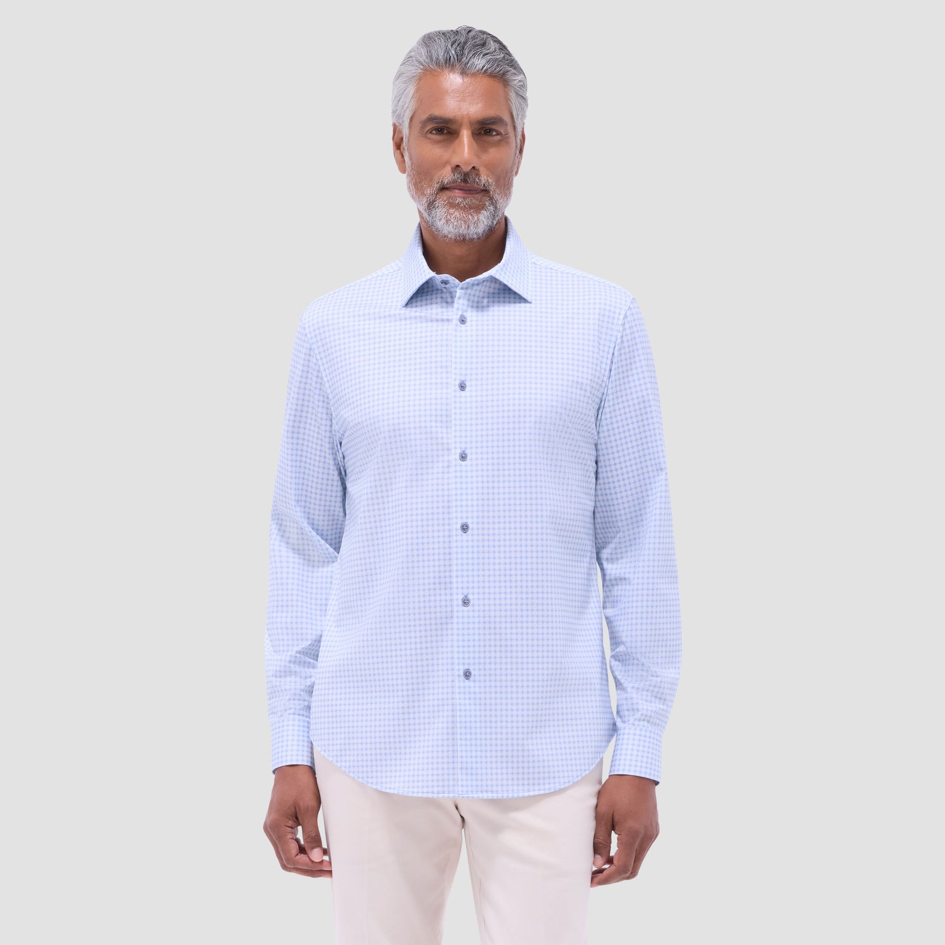Bugatchi James Geometric OoohCotton® Shirt Air Blue