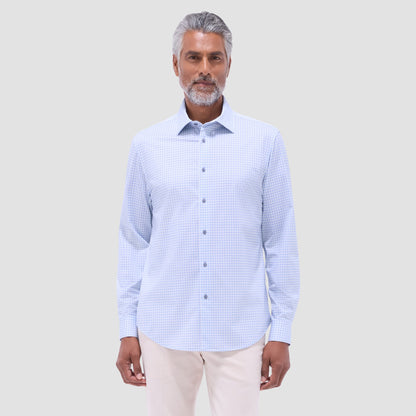 Bugatchi James Geometric OoohCotton® Shirt Air Blue