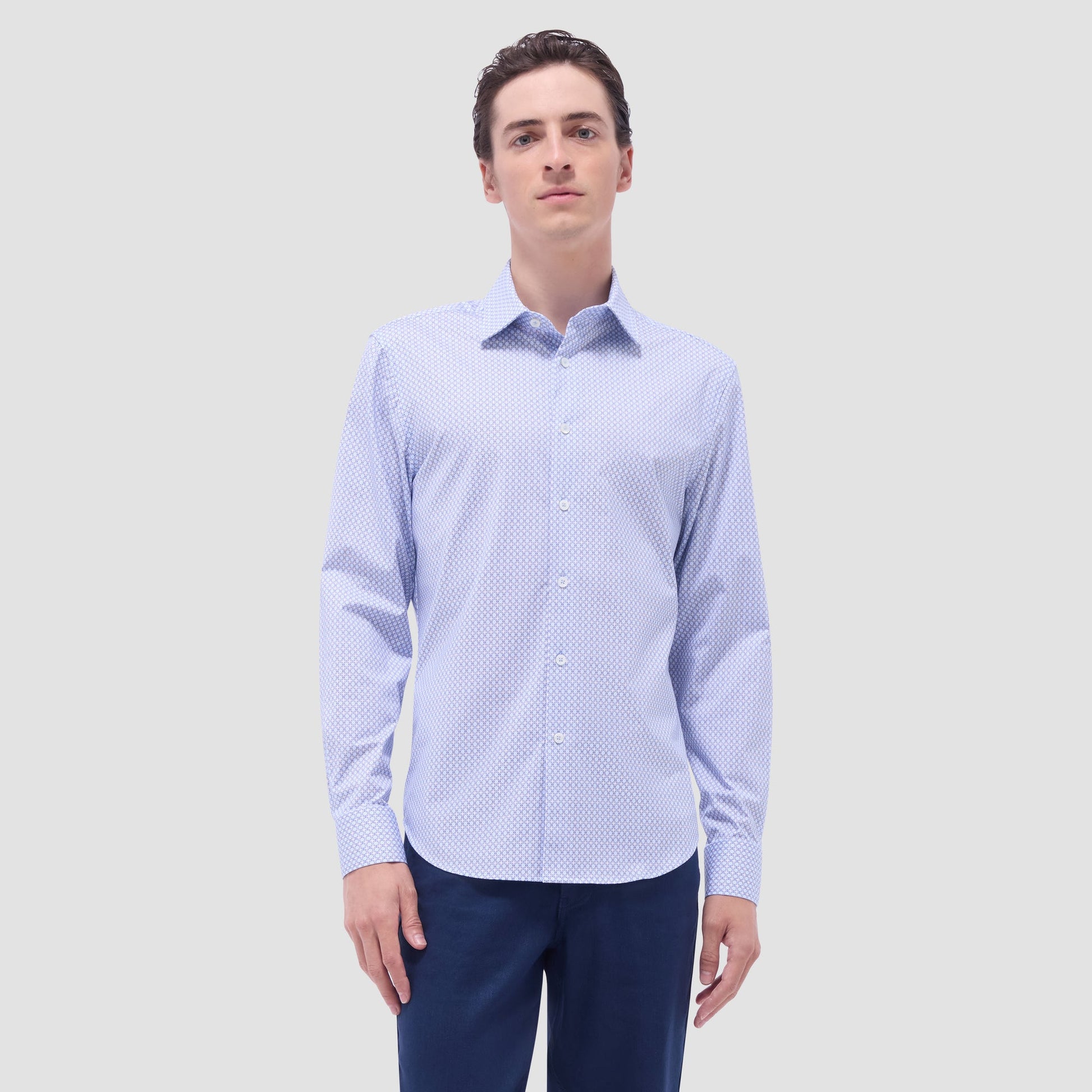 Bugatchi James Mosaic OoohCotton® Shirt Sky
