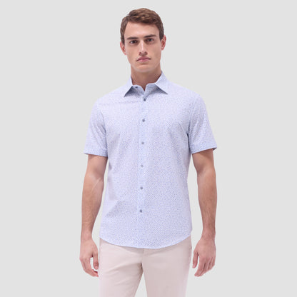 Bugatchi Miles Abstract OoohCotton® Short-Sleeve Shirt Almond