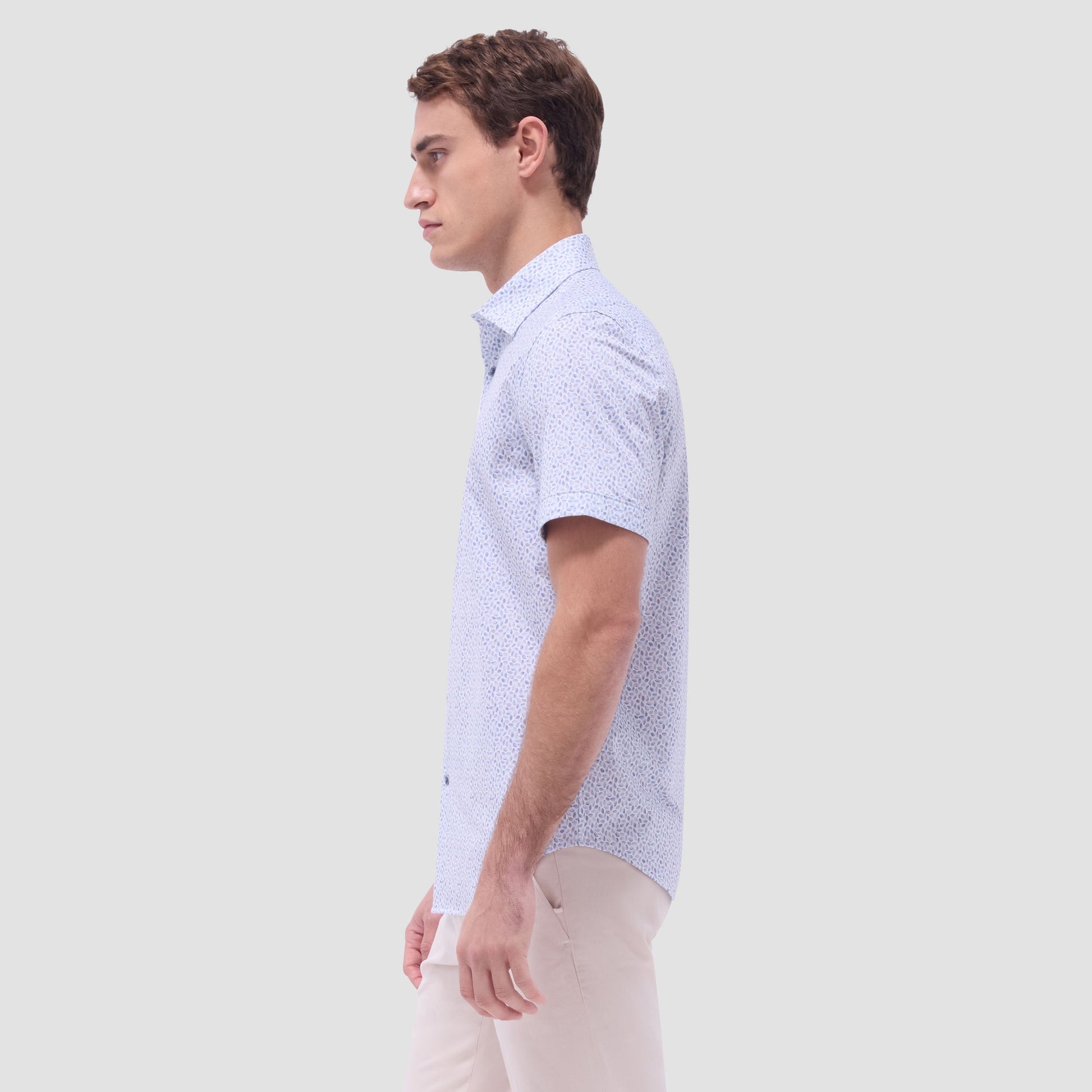 Bugatchi Miles Abstract OoohCotton® Short-Sleeve Shirt Almond