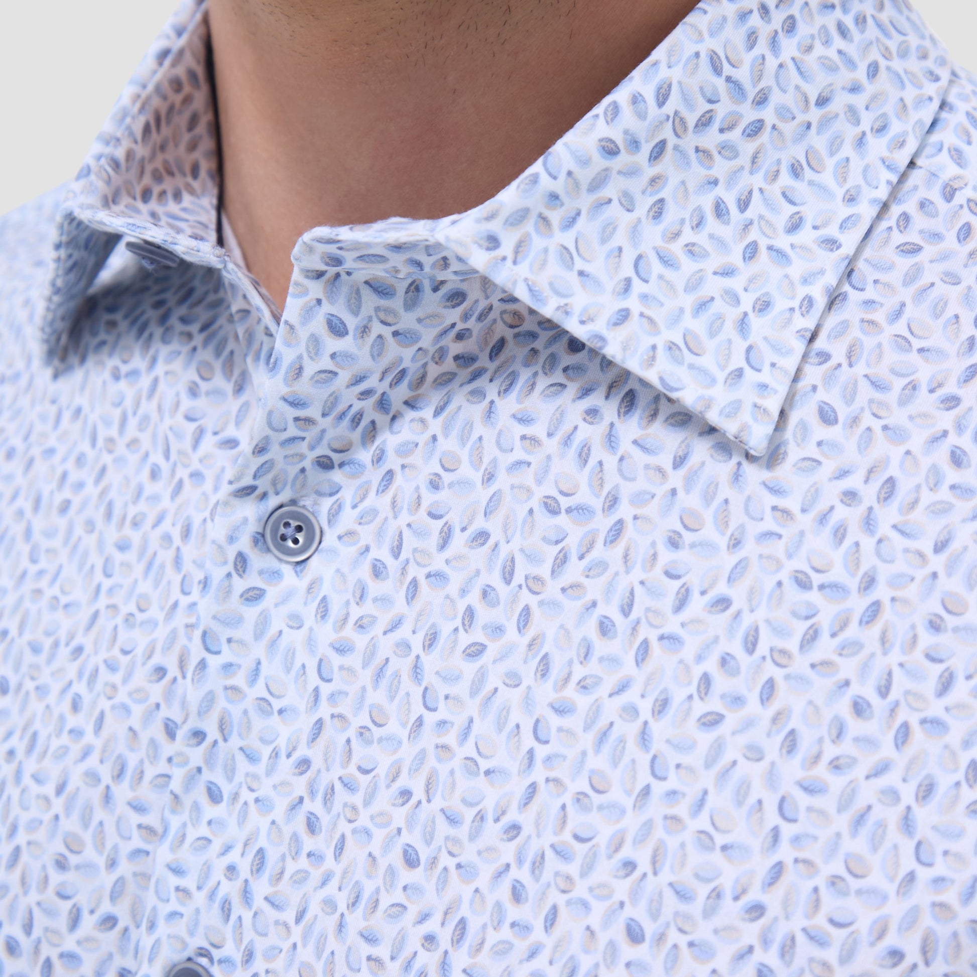 Bugatchi Miles Abstract OoohCotton® Short-Sleeve Shirt Almond