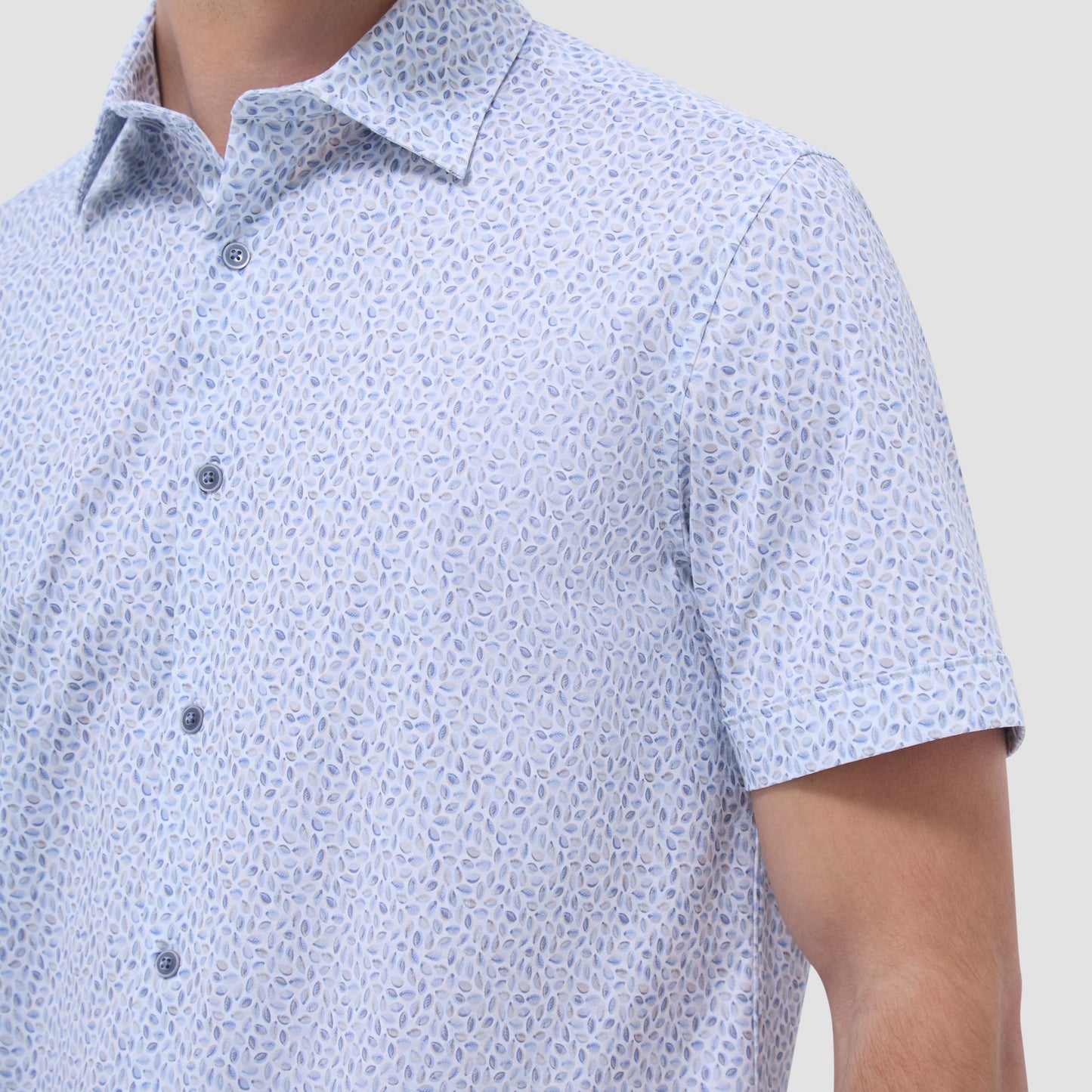 Bugatchi Miles Abstract OoohCotton® Short-Sleeve Shirt Almond