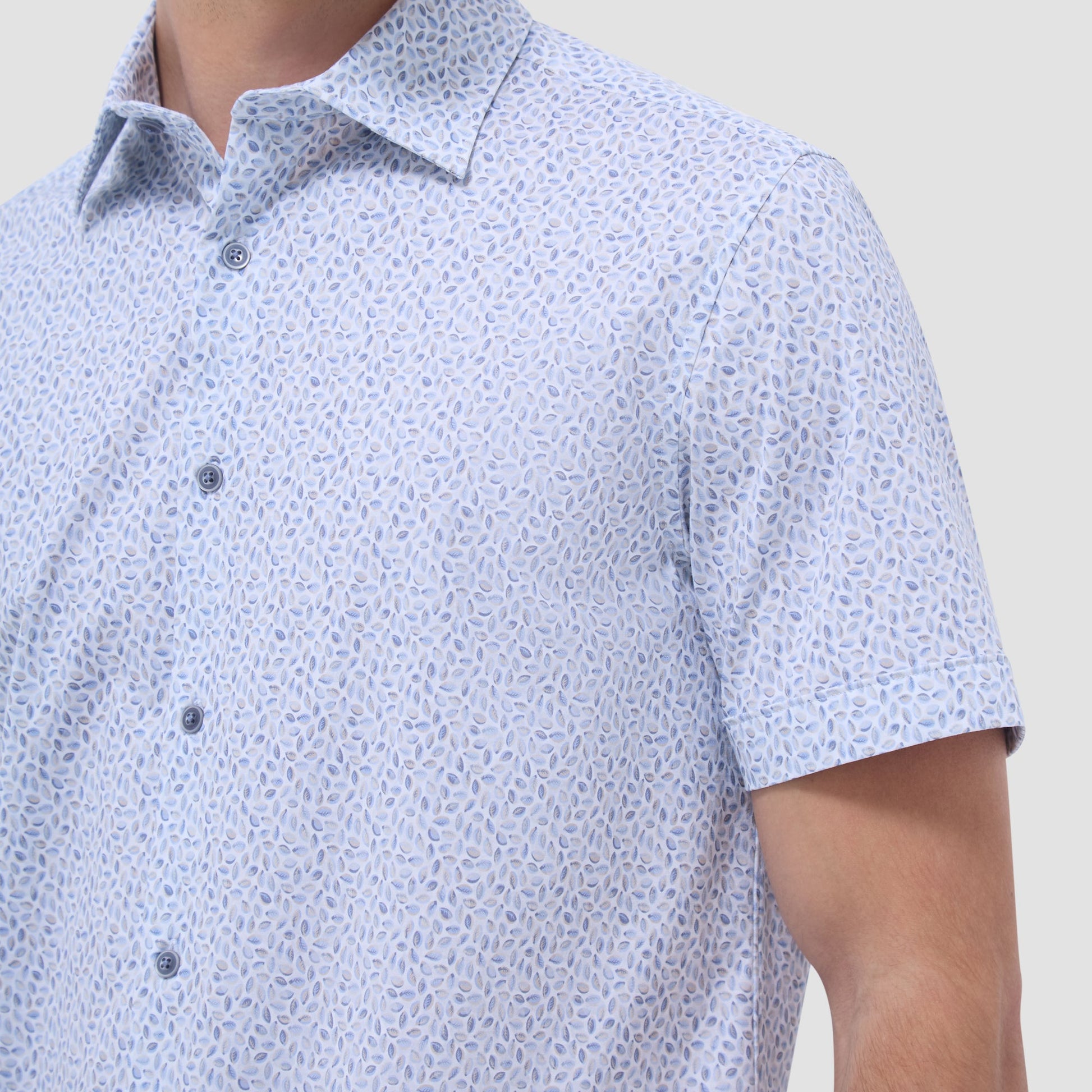 Bugatchi Miles Abstract OoohCotton® Short-Sleeve Shirt Almond