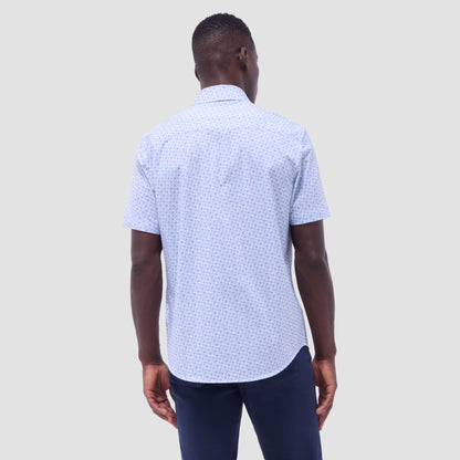 Bugatchi Miles Geometric OoohCotton® Short-Sleeve Shirt Air Blue