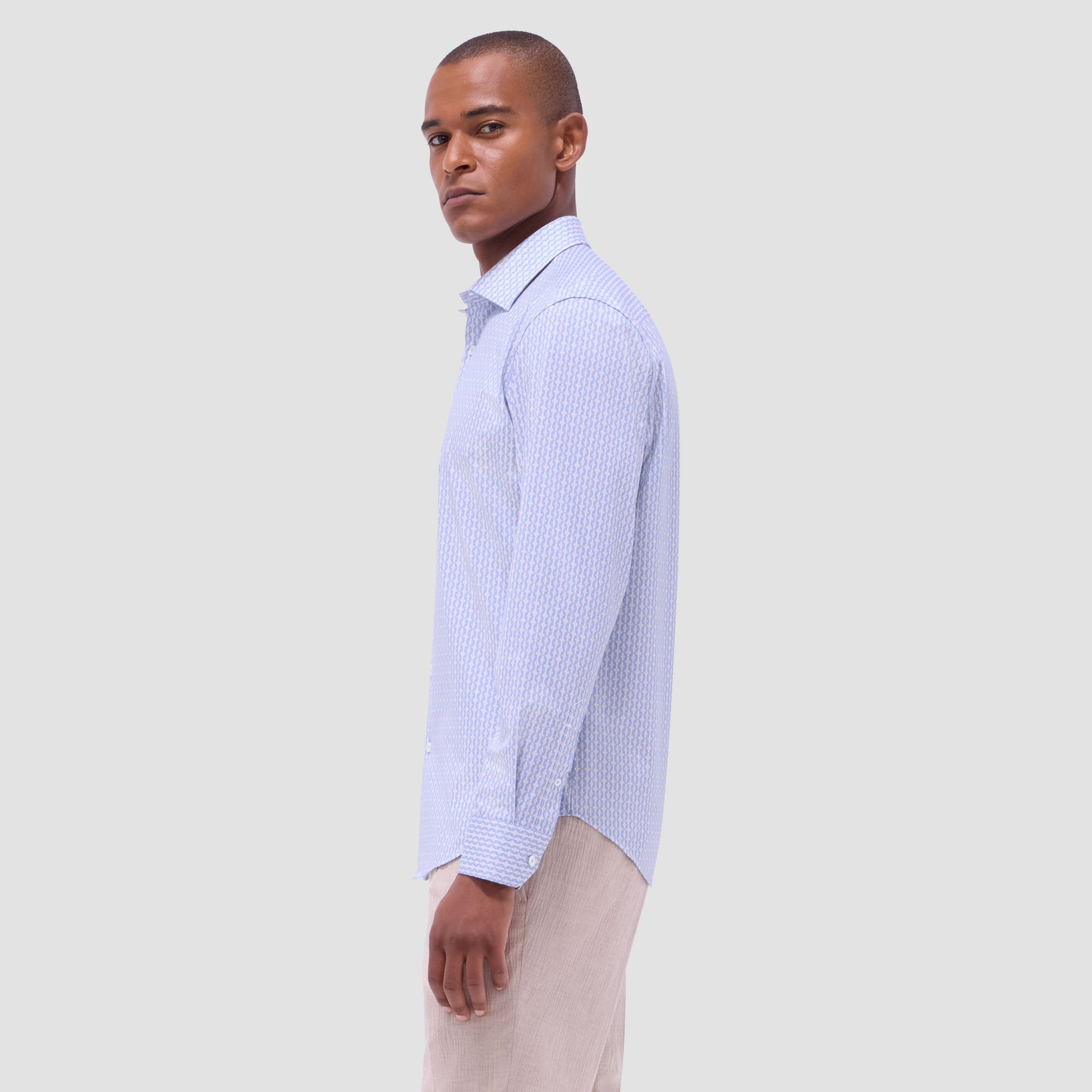 Bugatchi James Mosaic OoohCotton® Shirt Air Blue