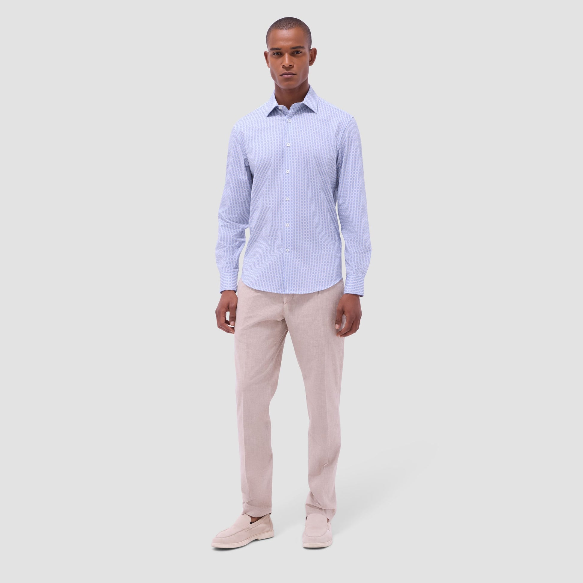 Bugatchi James Mosaic OoohCotton® Shirt Air Blue