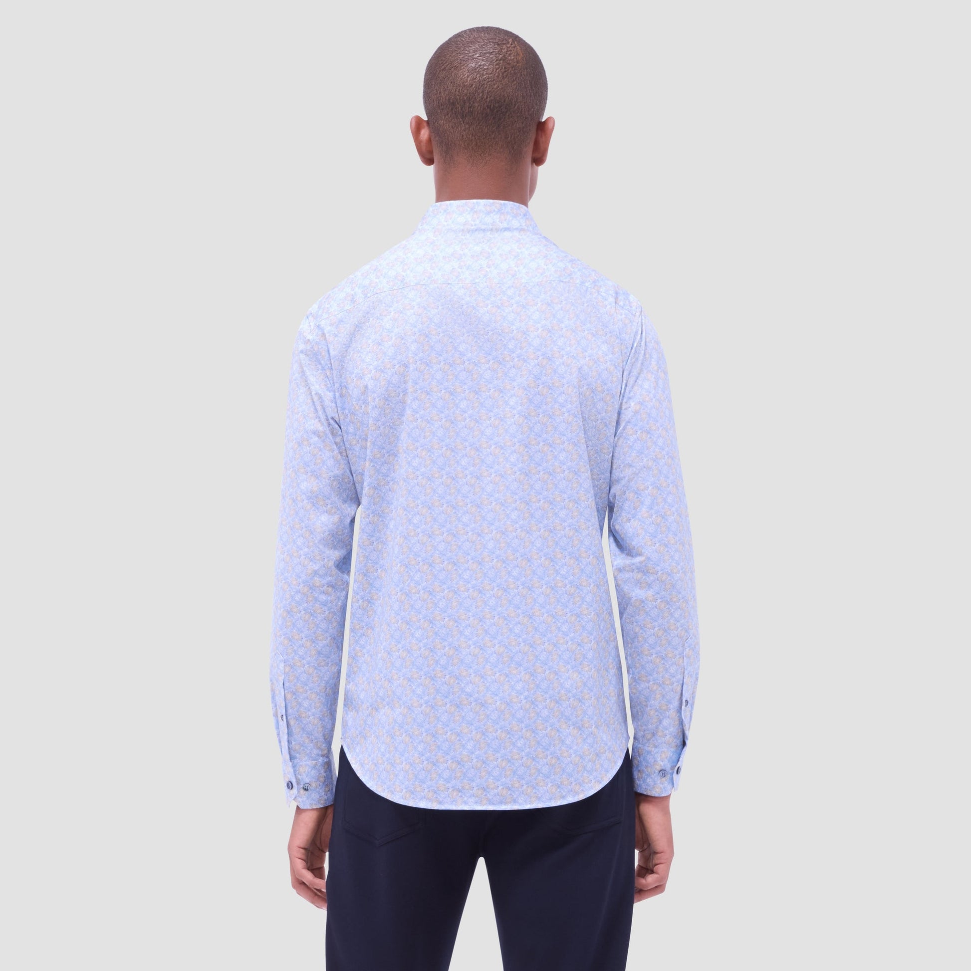 Bugatchi James Leaf Print OoohCotton® Shirt Air Blue