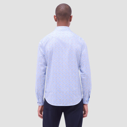 Bugatchi James Leaf Print OoohCotton® Shirt Air Blue