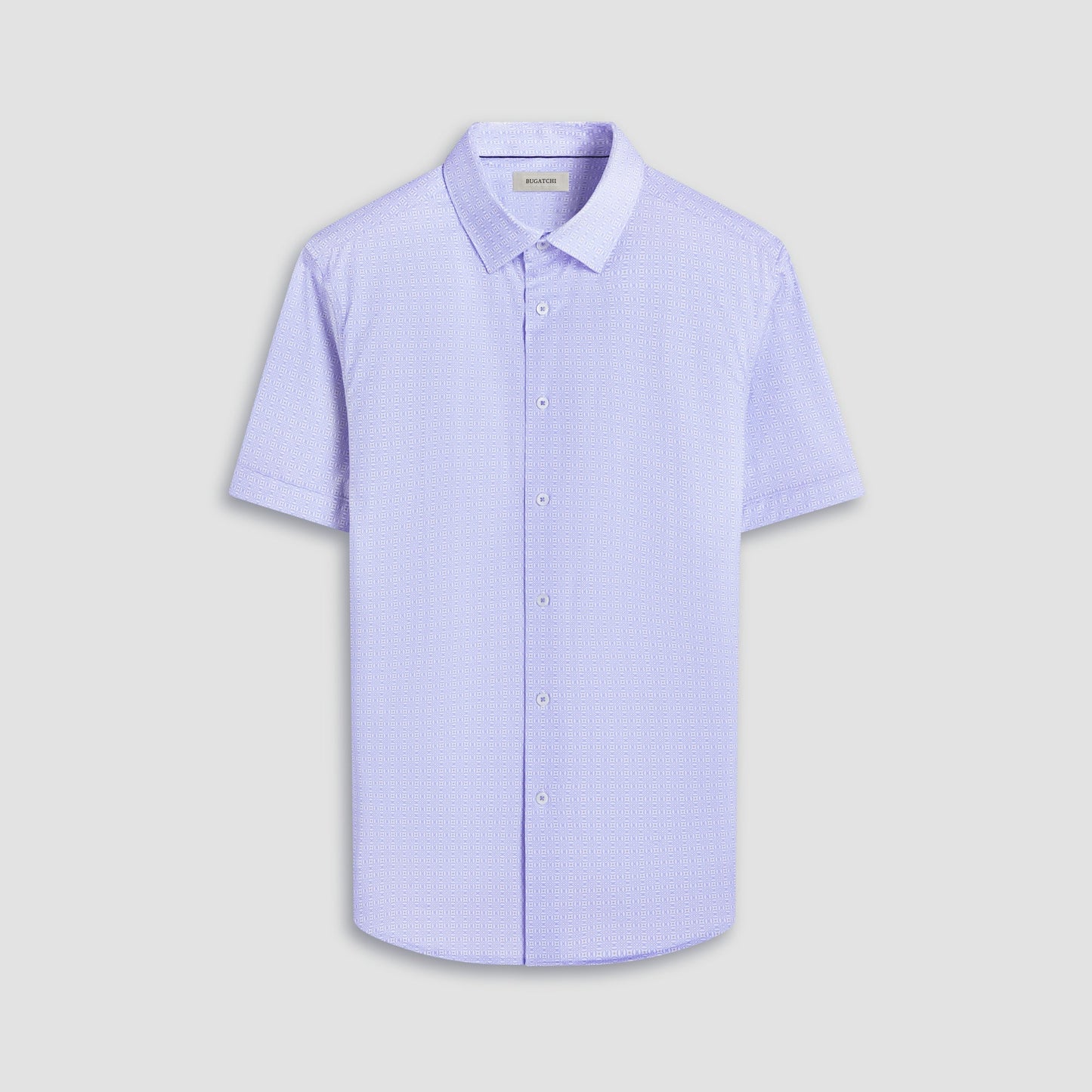 Bugatchi Miles Geometric OoohCotton® Short-Sleeve Shirt Air Blue