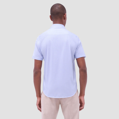 Bugatchi Miles Geometric OoohCotton® Short-Sleeve Shirt Air Blue