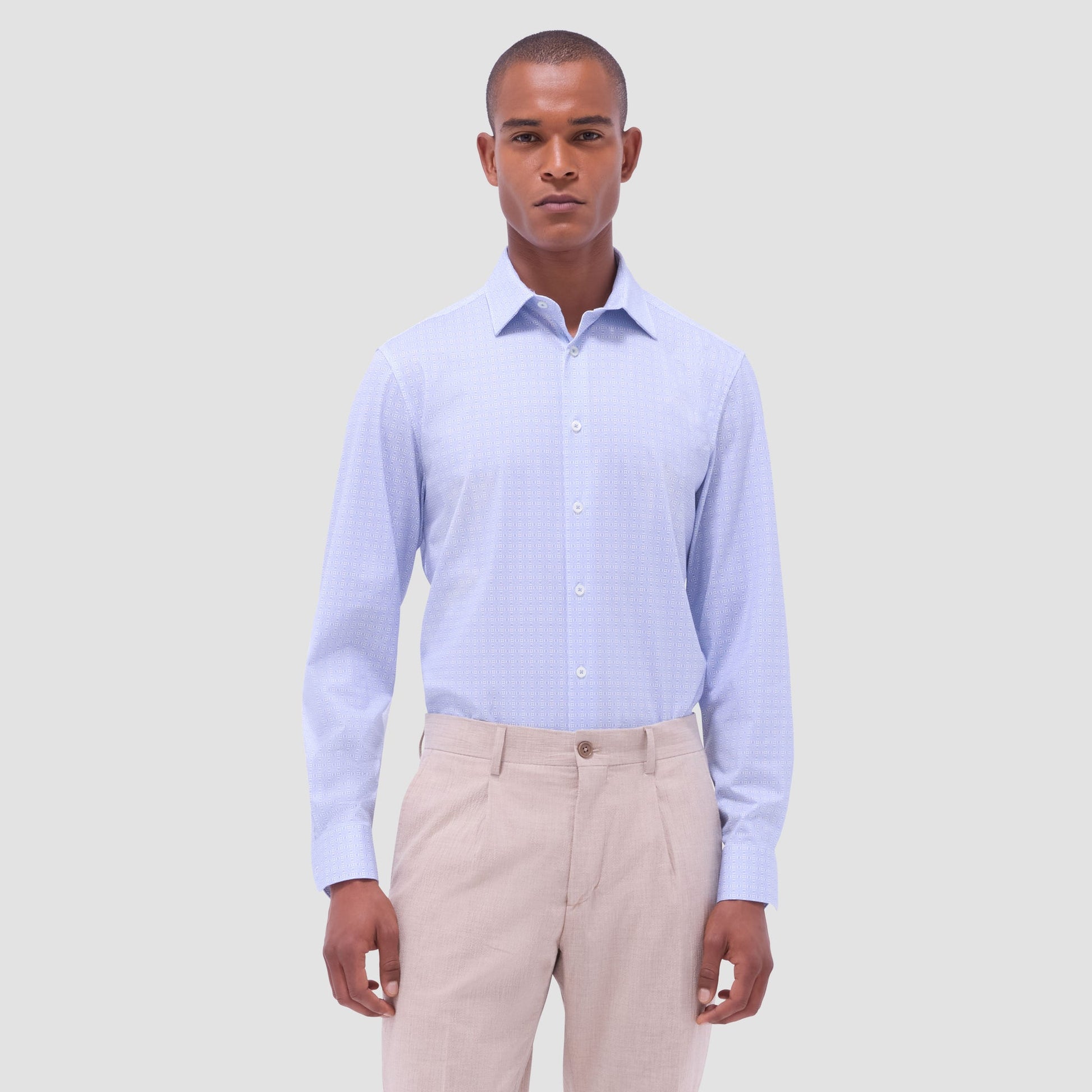 Bugatchi James Geometric OoohCotton® Shirt Air Blue