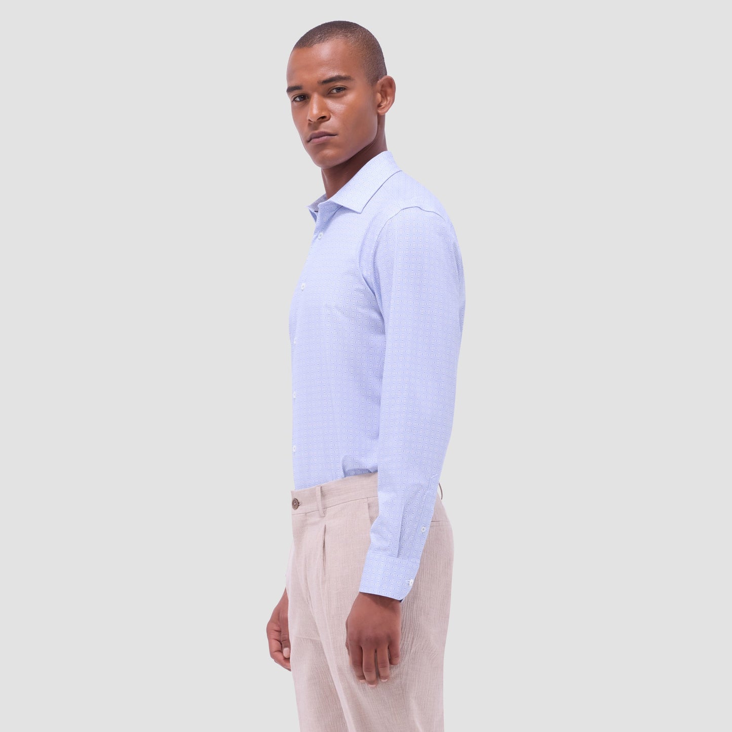 Bugatchi James Geometric OoohCotton® Shirt Air Blue