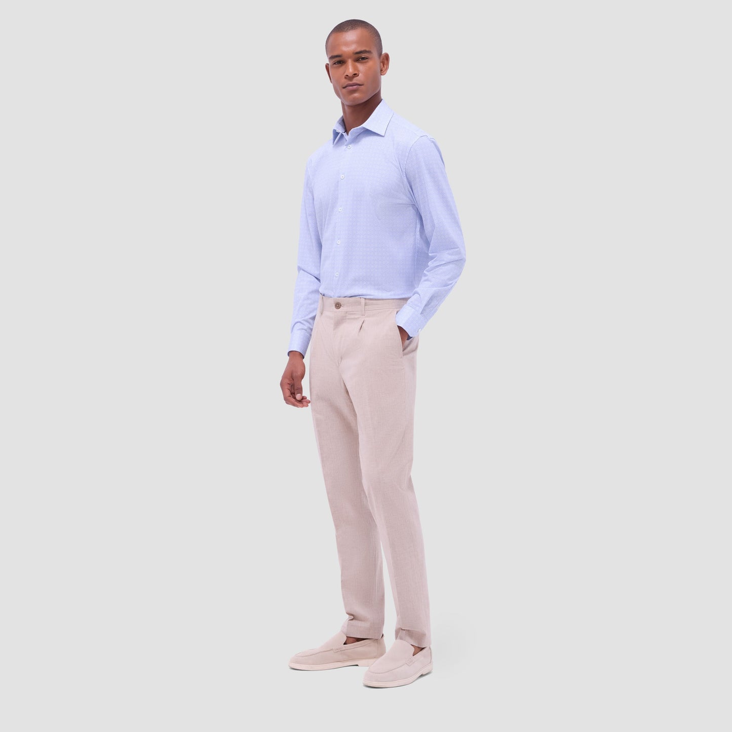 Bugatchi James Geometric OoohCotton® Shirt Air Blue