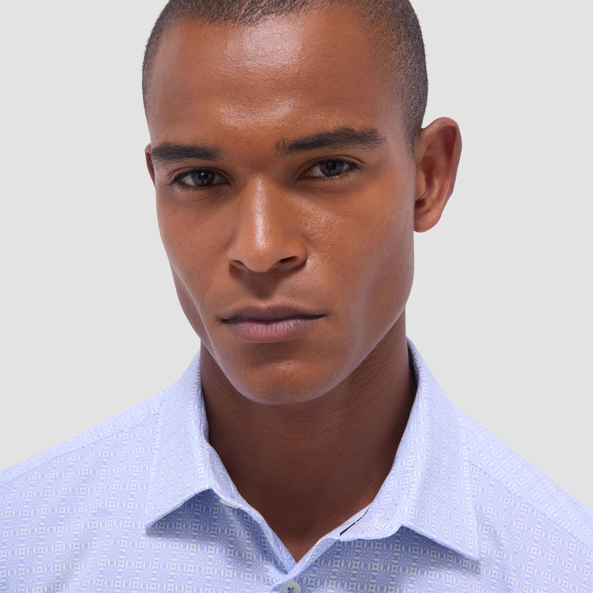 Bugatchi James Geometric OoohCotton® Shirt Air Blue