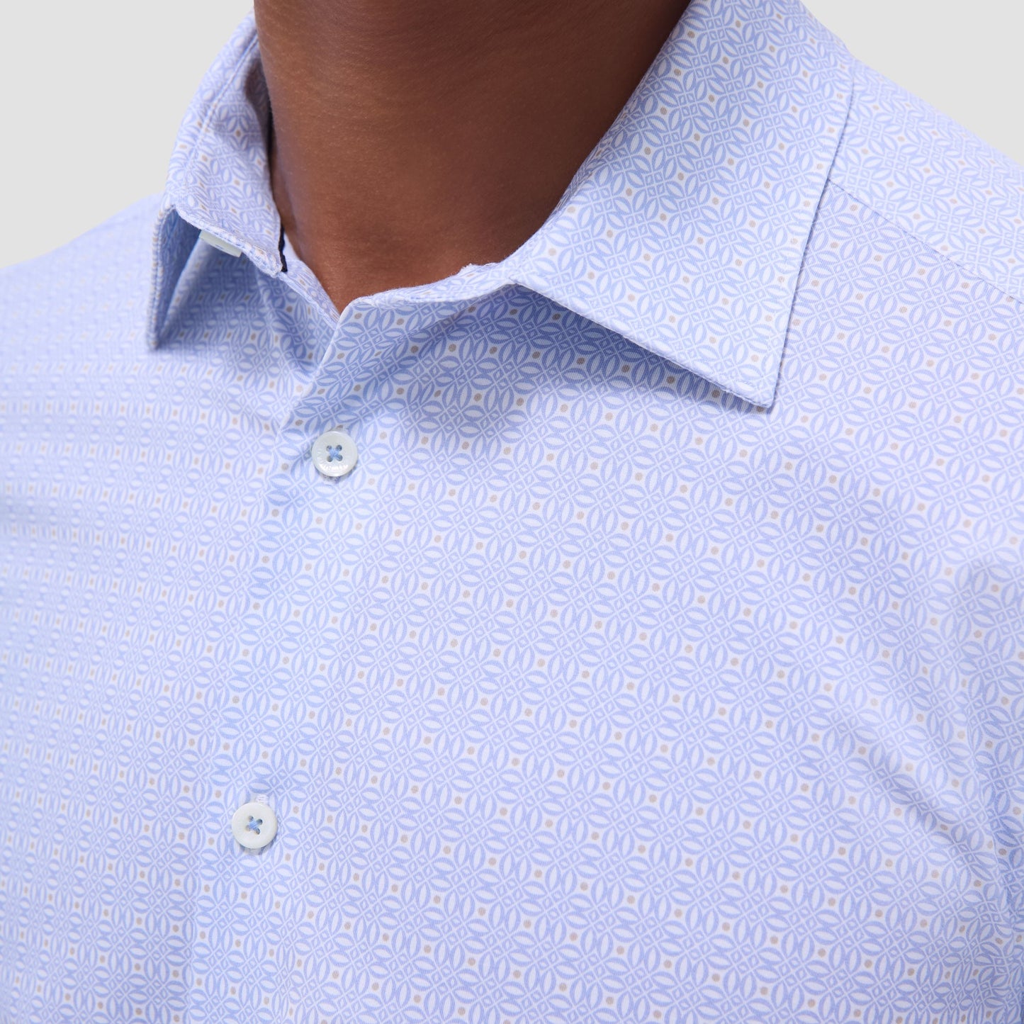 Bugatchi James Geometric OoohCotton® Shirt Air Blue
