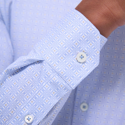 Bugatchi James Geometric OoohCotton® Shirt Air Blue