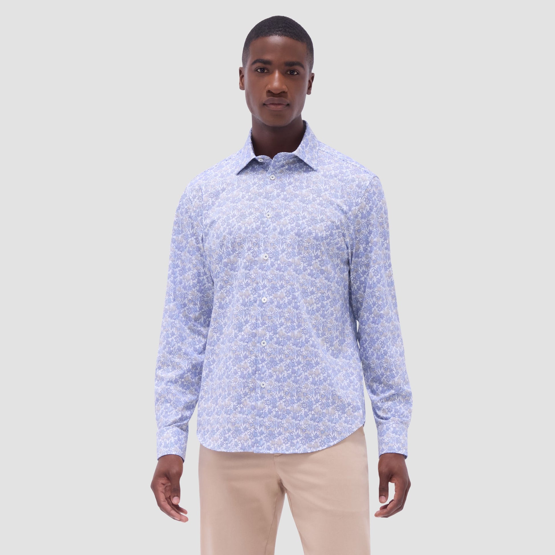 Bugatchi James Floral OoohCotton® Shirt Classic Blue
