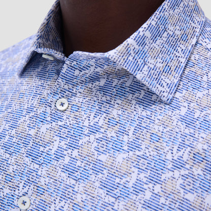 Bugatchi James Floral OoohCotton® Shirt Classic Blue