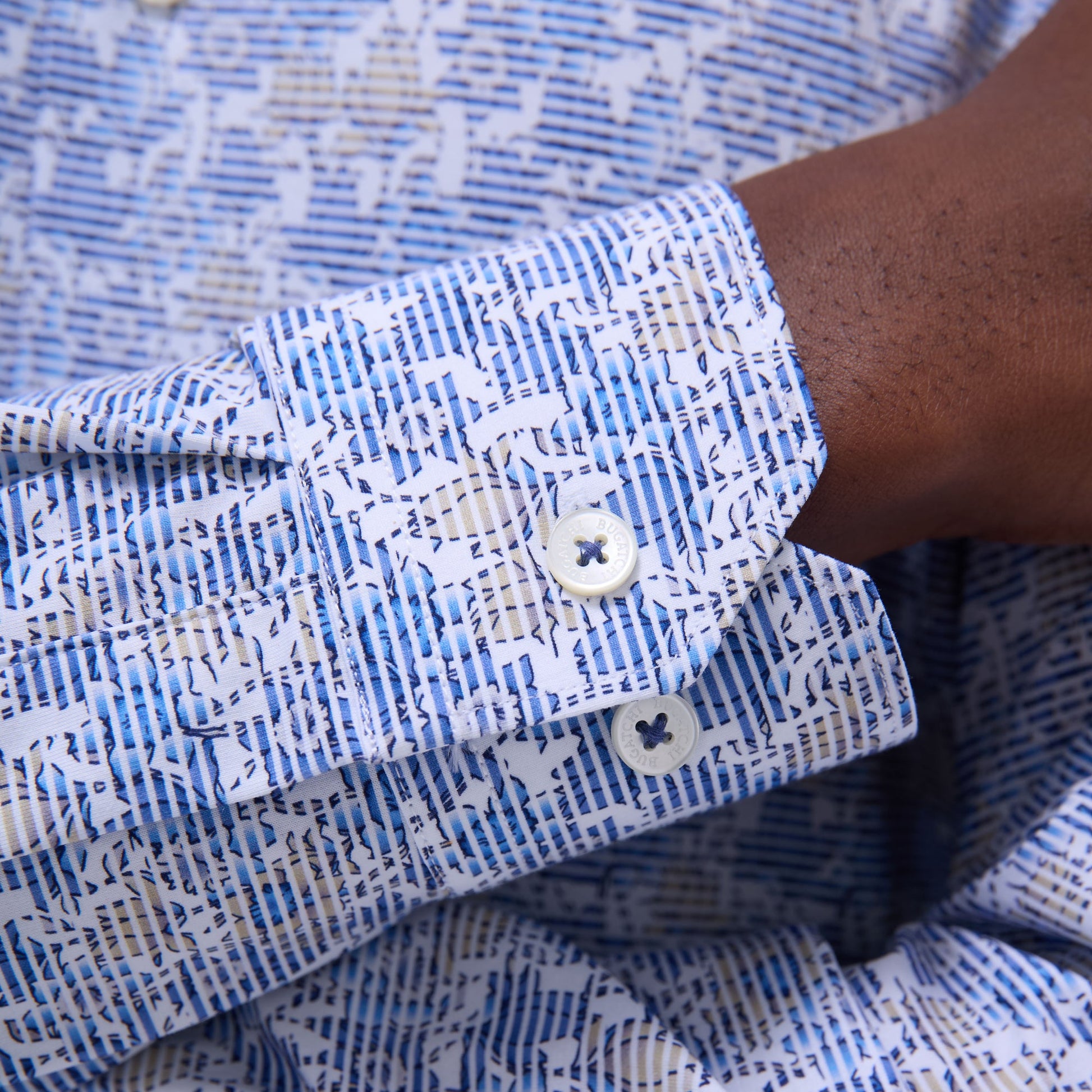 Bugatchi James Floral OoohCotton® Shirt Classic Blue