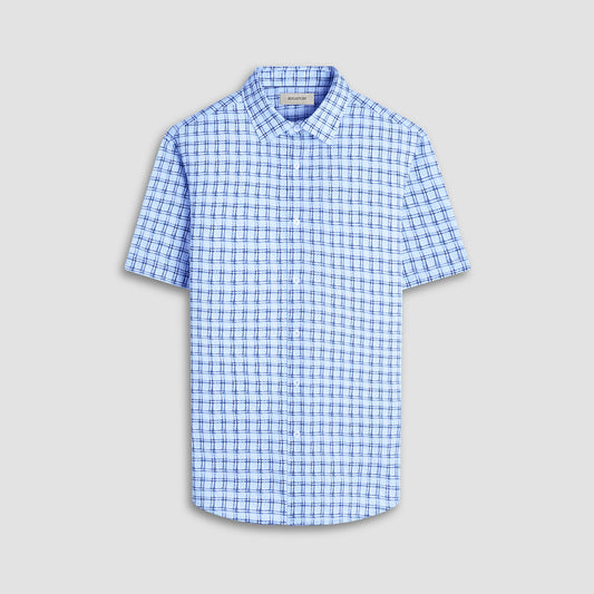 Bugatchi Miles Windowpane OoohCotton® Short-Sleeve Shirt Ice