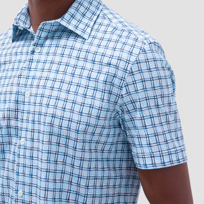 Bugatchi Miles Windowpane OoohCotton® Short-Sleeve Shirt Ice
