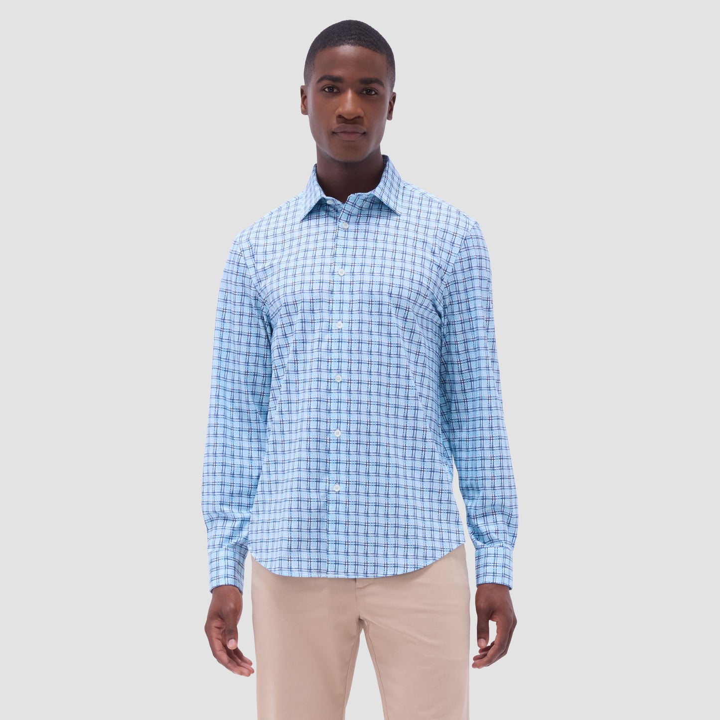 Bugatchi James Windowpane OoohCotton® Shirt Ice