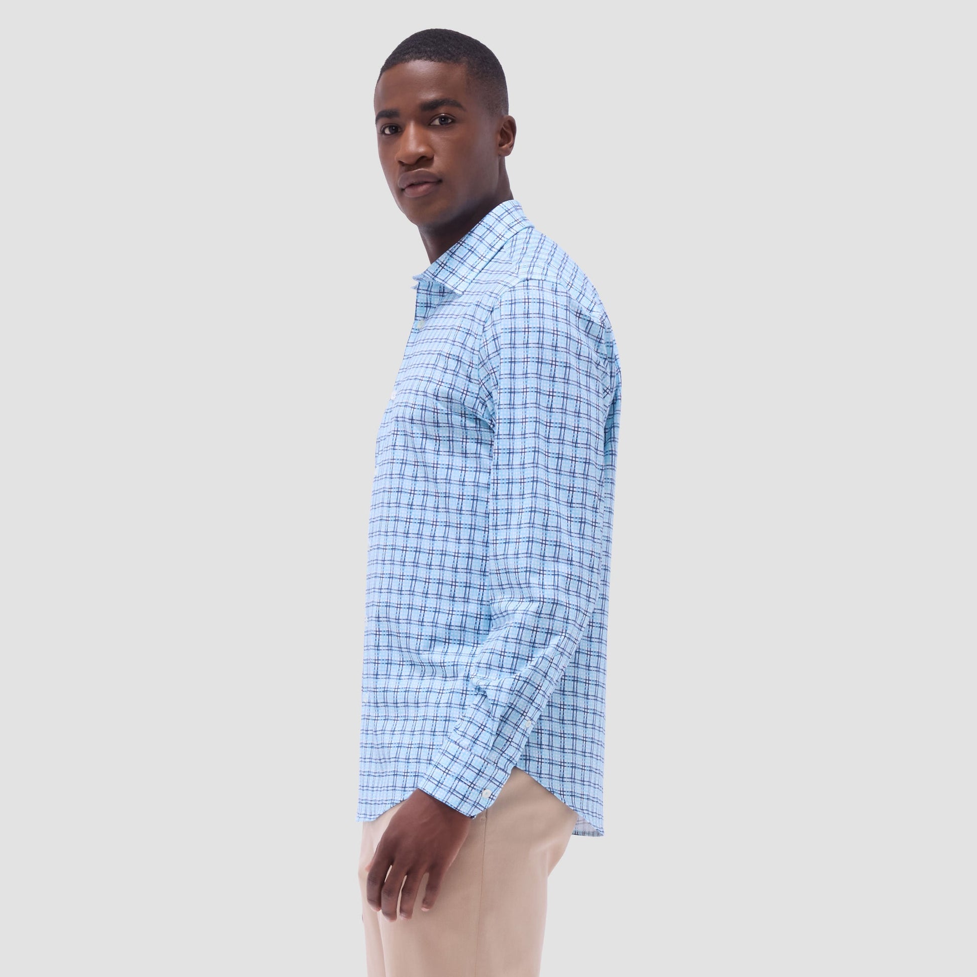Bugatchi James Windowpane OoohCotton® Shirt Ice