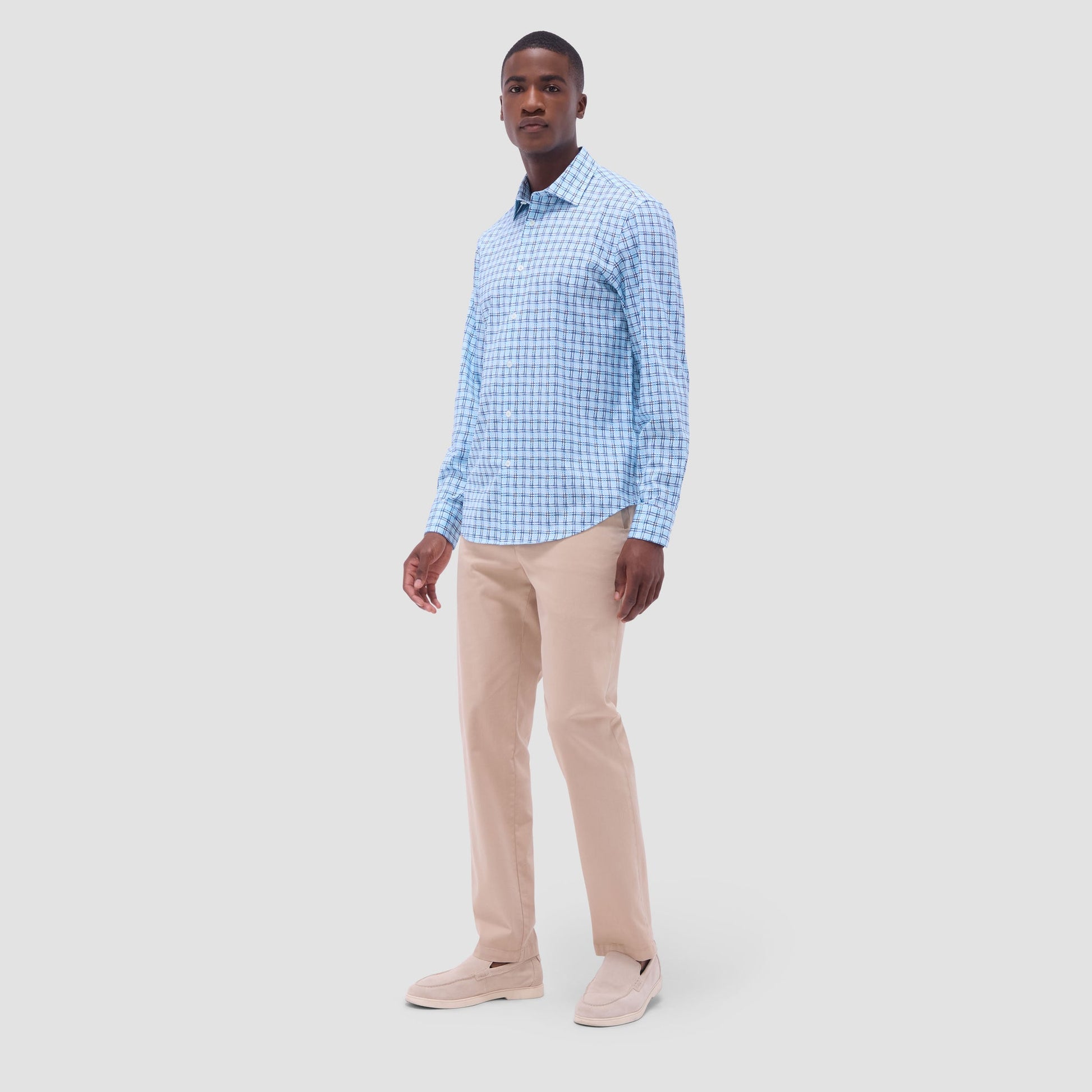 Bugatchi James Windowpane OoohCotton® Shirt Ice