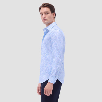 Bugatchi James Leaf Print OoohCotton® Shirt Ice