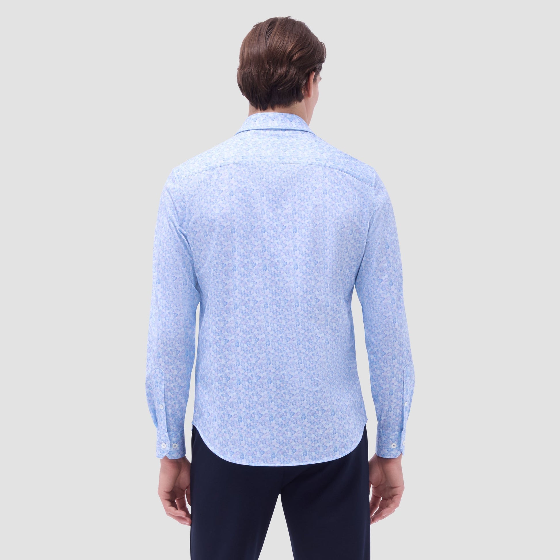Bugatchi James Leaf Print OoohCotton® Shirt Ice