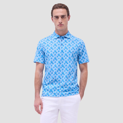 Bugatchi Victor Palm Tree OoohCotton® Polo Shirt Classic Blue
