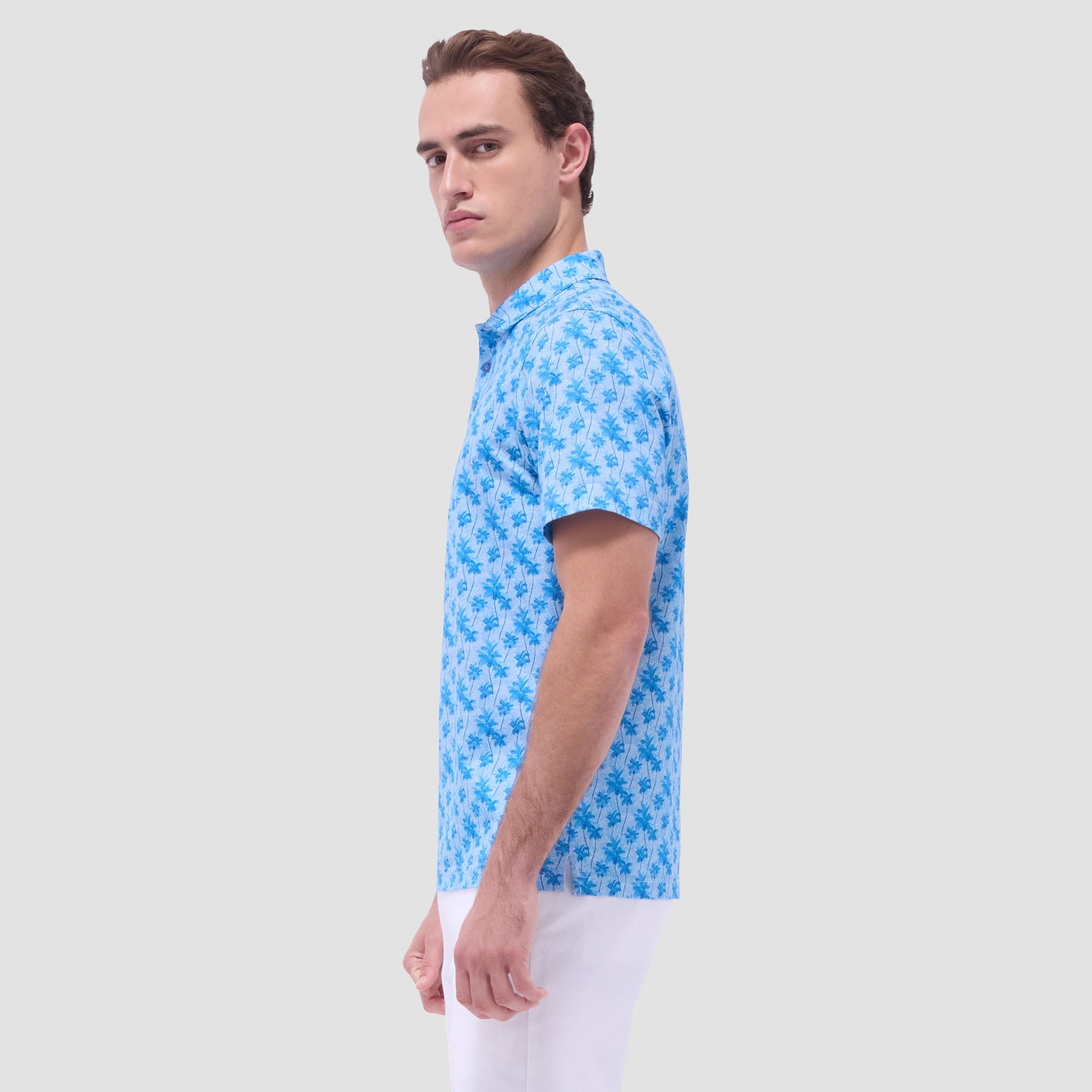 Bugatchi Victor Palm Tree OoohCotton® Polo Shirt Classic Blue