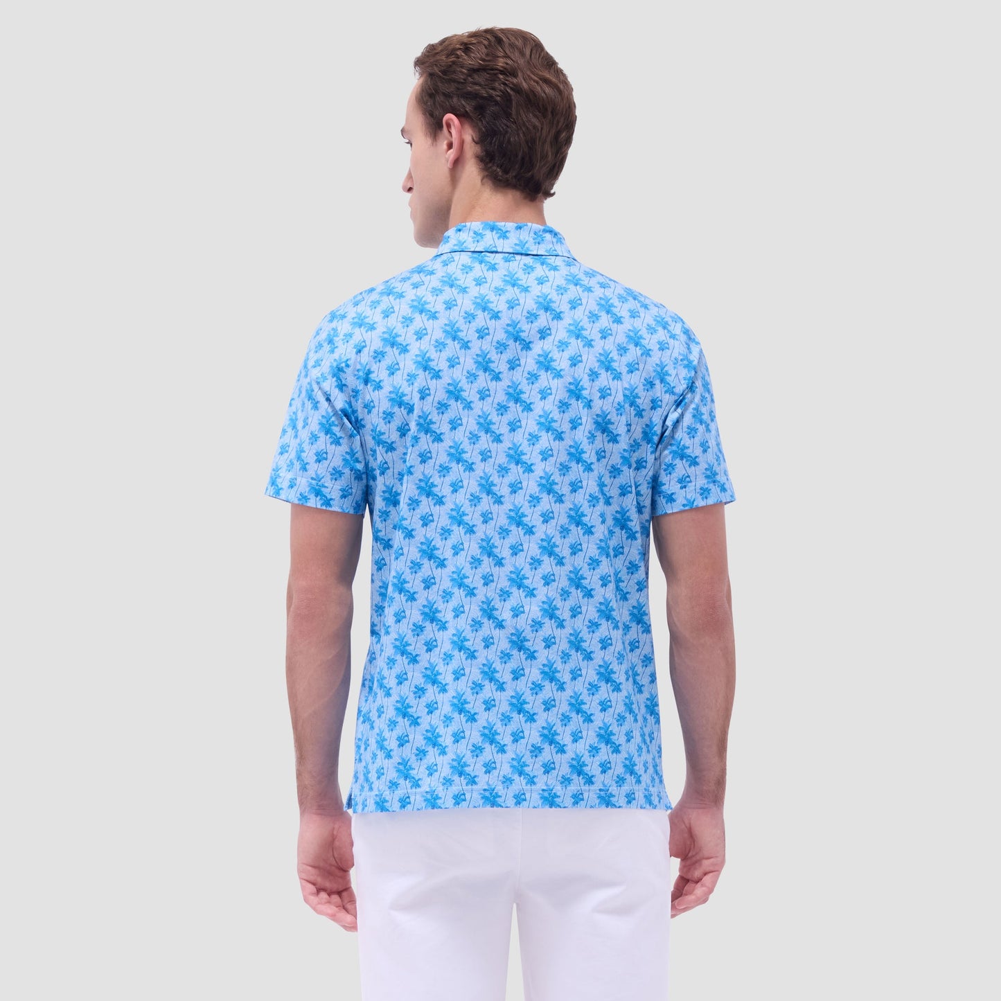 Bugatchi Victor Palm Tree OoohCotton® Polo Shirt Classic Blue