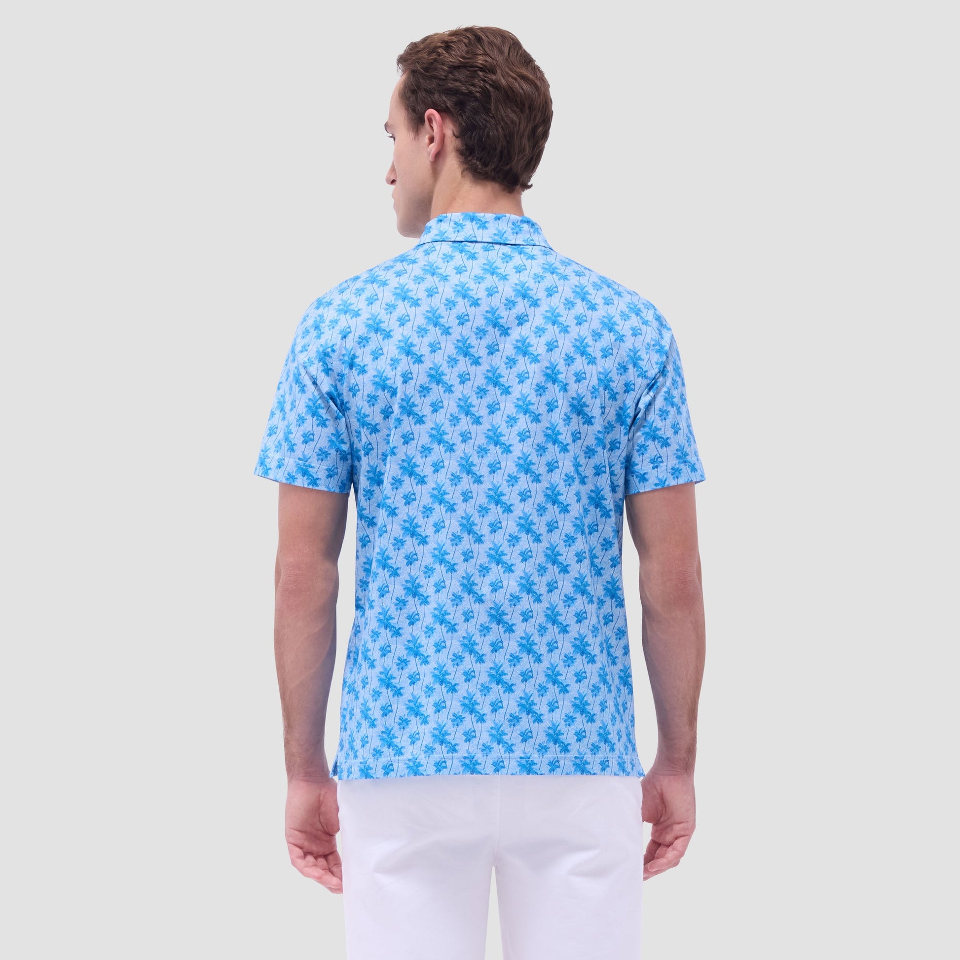 Bugatchi Victor Palm Tree OoohCotton® Polo Shirt Classic Blue
