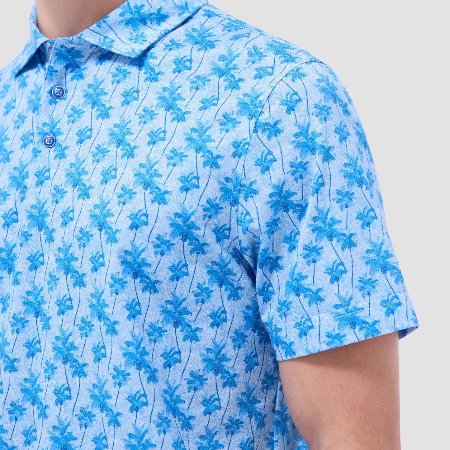 Bugatchi Victor Palm Tree OoohCotton® Polo Shirt Classic Blue