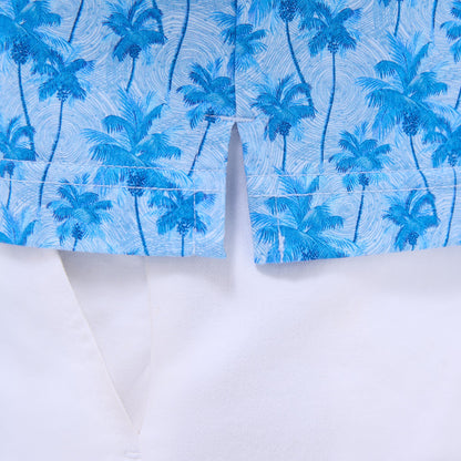 Bugatchi Victor Palm Tree OoohCotton® Polo Shirt Classic Blue