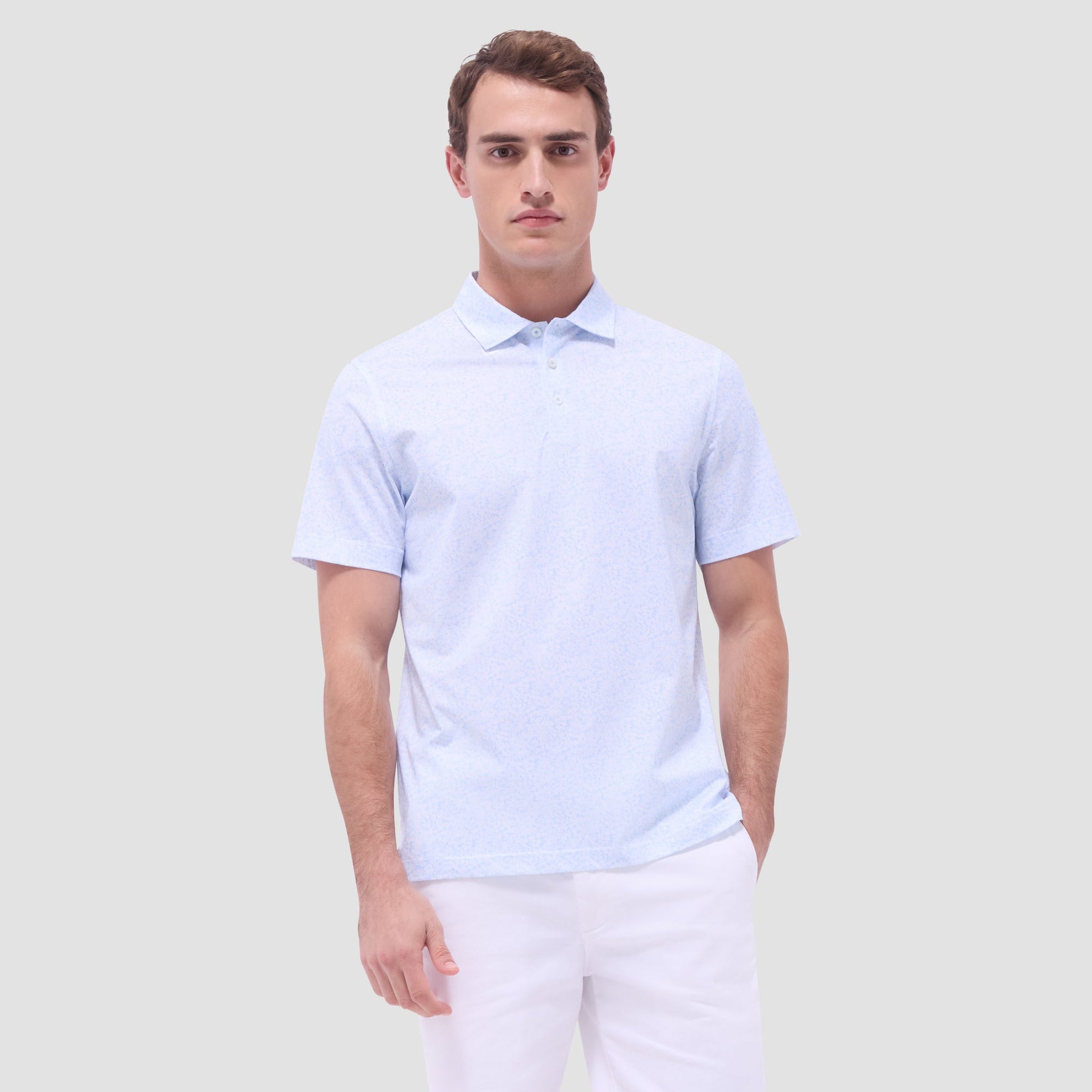 Bugatchi Victor Floral OoohCotton® Polo Shirt Ice