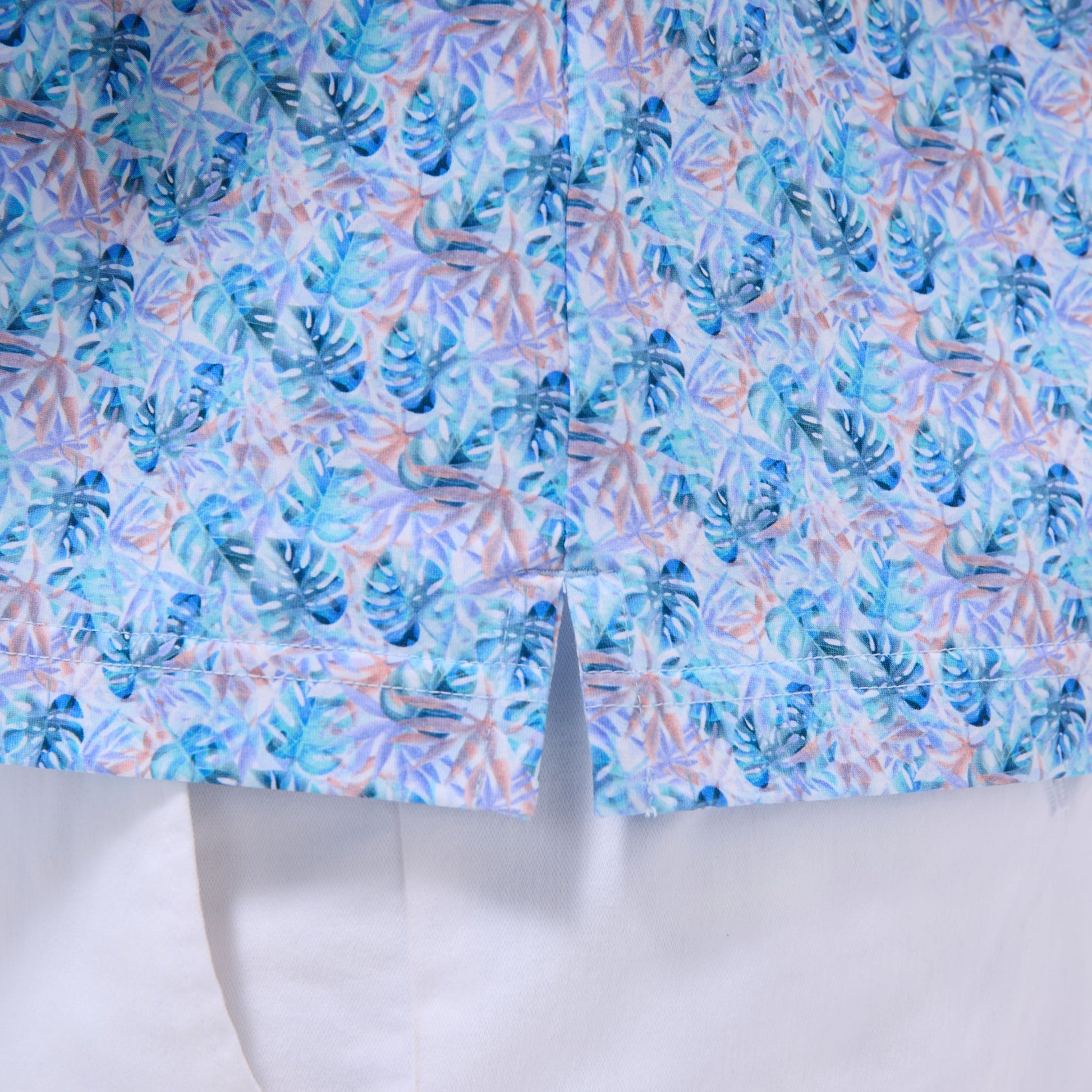 Bugatchi Victor Leaf Print OoohCotton® Polo Shirt Turquoise