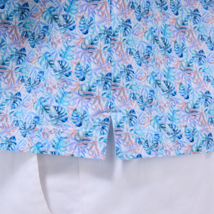 Bugatchi Victor Leaf Print OoohCotton® Polo Shirt Turquoise