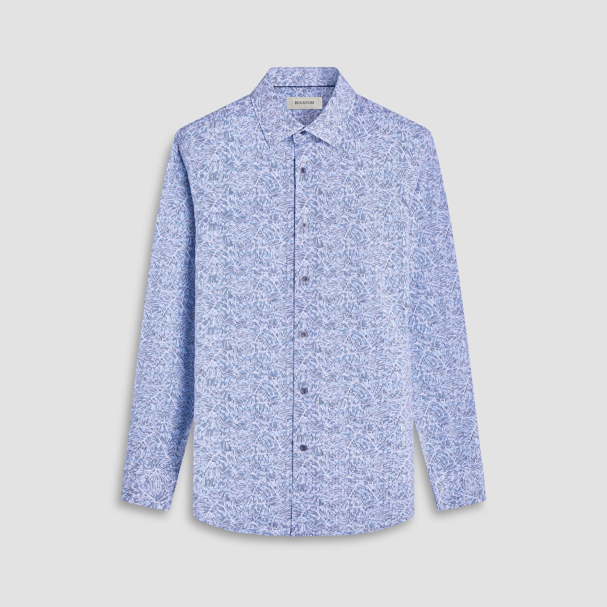 Bugatchi James Striped Abstract OoohCotton® Shirt Classic Blue