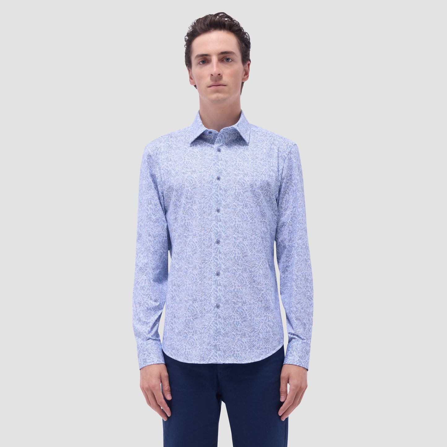 Bugatchi James Striped Abstract OoohCotton® Shirt Classic Blue